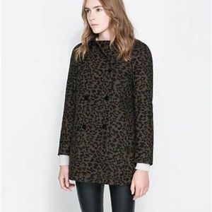 Zara double breasted leopard coat